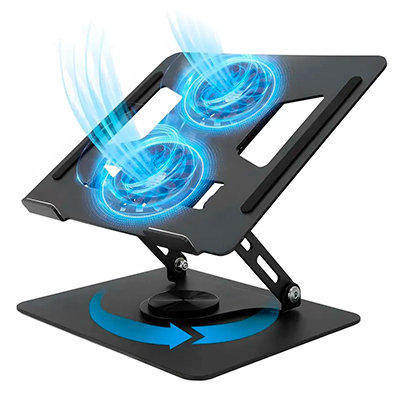 BASE PARA PORTATIL GIRATORIA 360 2 VENTILADORES RGB T671-B