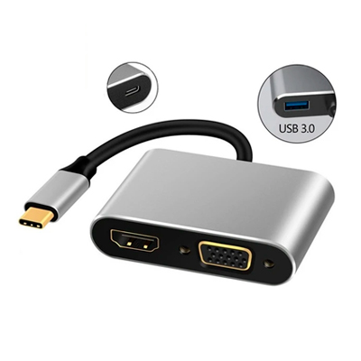 CONVERTIDOR TIPO C 4 EN 1 HDMI/VGA/TIPO C C4EN1 
