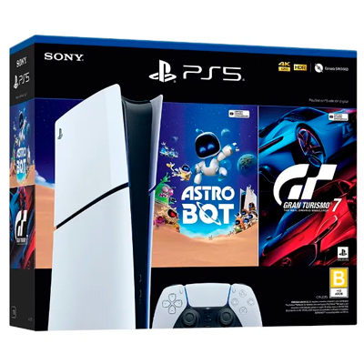 CONSOLA JUEGO PS5 SLIM 825GB + 1 CONTROL + 2 JUEGOS DIGITALES