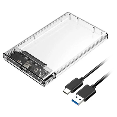 CAJA EXTERNA HDD 2.5 USB 3.1 TIPO C TRANSPARENTE