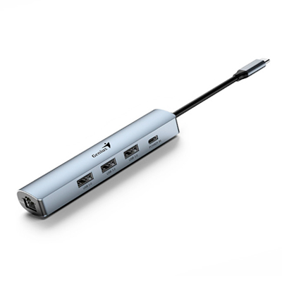 HUB TIPO C A USB 3 PUERTOS + USB-C + RJ45 GENIUS UH-545