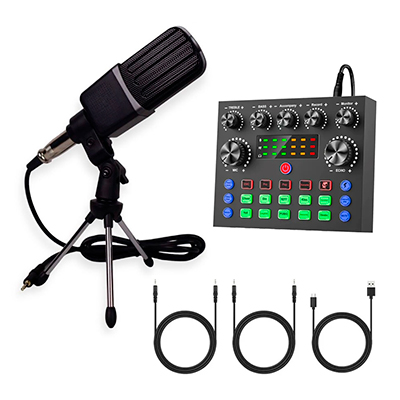 MICROFONO PRO CONDENSADOR + TARJETA DE SONIDO