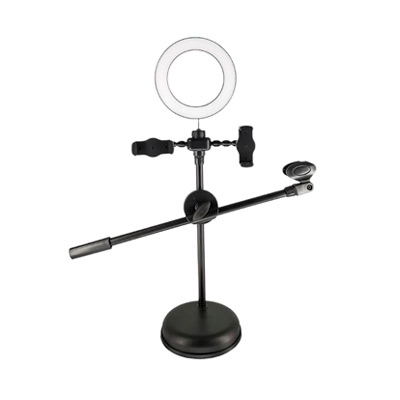 ARO DE LUZ PARA 2 CELULARES + SOPORTE MICROFONO STAND USB KY-216H