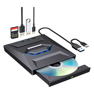 UNIDAD DVD EXTERNA USB 3.0 + TYPE C 5 EN 1